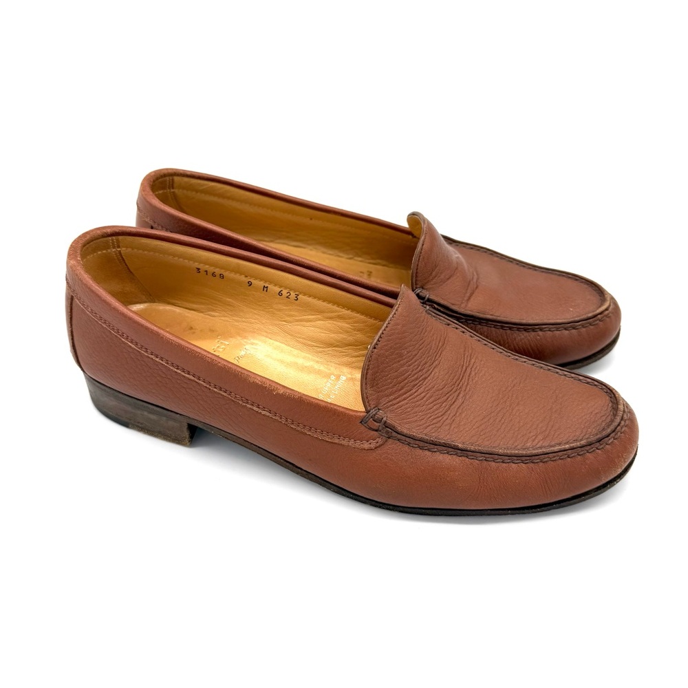 Gravati Loafers Hand Made Italian Light Brown Leather Womens Size 9